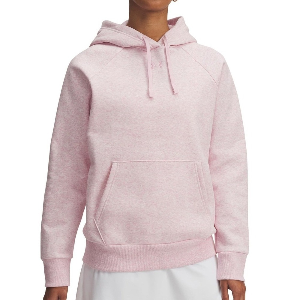 Under Armour Hoodie Women Small Rival‎ Fleece Pink Heather Logo Sweatshirt NWT